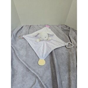 Modern Baby Bunny Rabbit Lovey Security Blanket Teether Rattle Polka Dot Pink